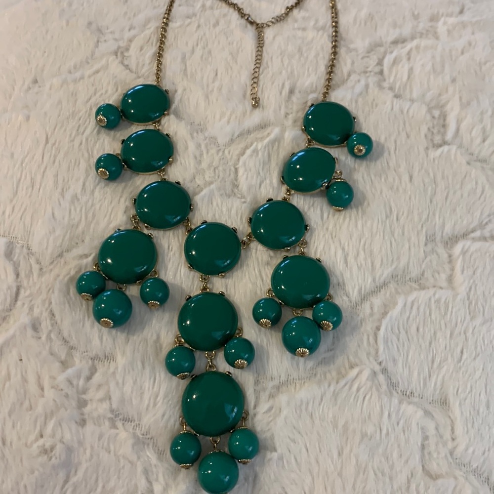 Chunky green statement necklace.
